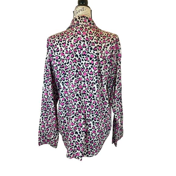 VICTORIA SECRET PJ TOP PINK HEARTS CHEETAH SZ M L SOFT AESTHETIC ANIMAL PRINT - Picture 6 of 15